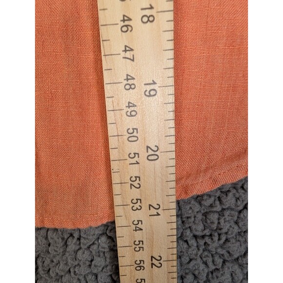 J Jill Top Button Up 100% Linen Eyelet Short Sleeve Size Medium Peach Pleated - Picture 12 of 13